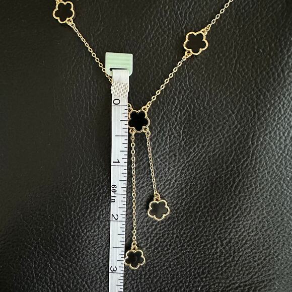 Minimalist Lariat style Black & Gold Tone Necklace - Picture 3 of 3